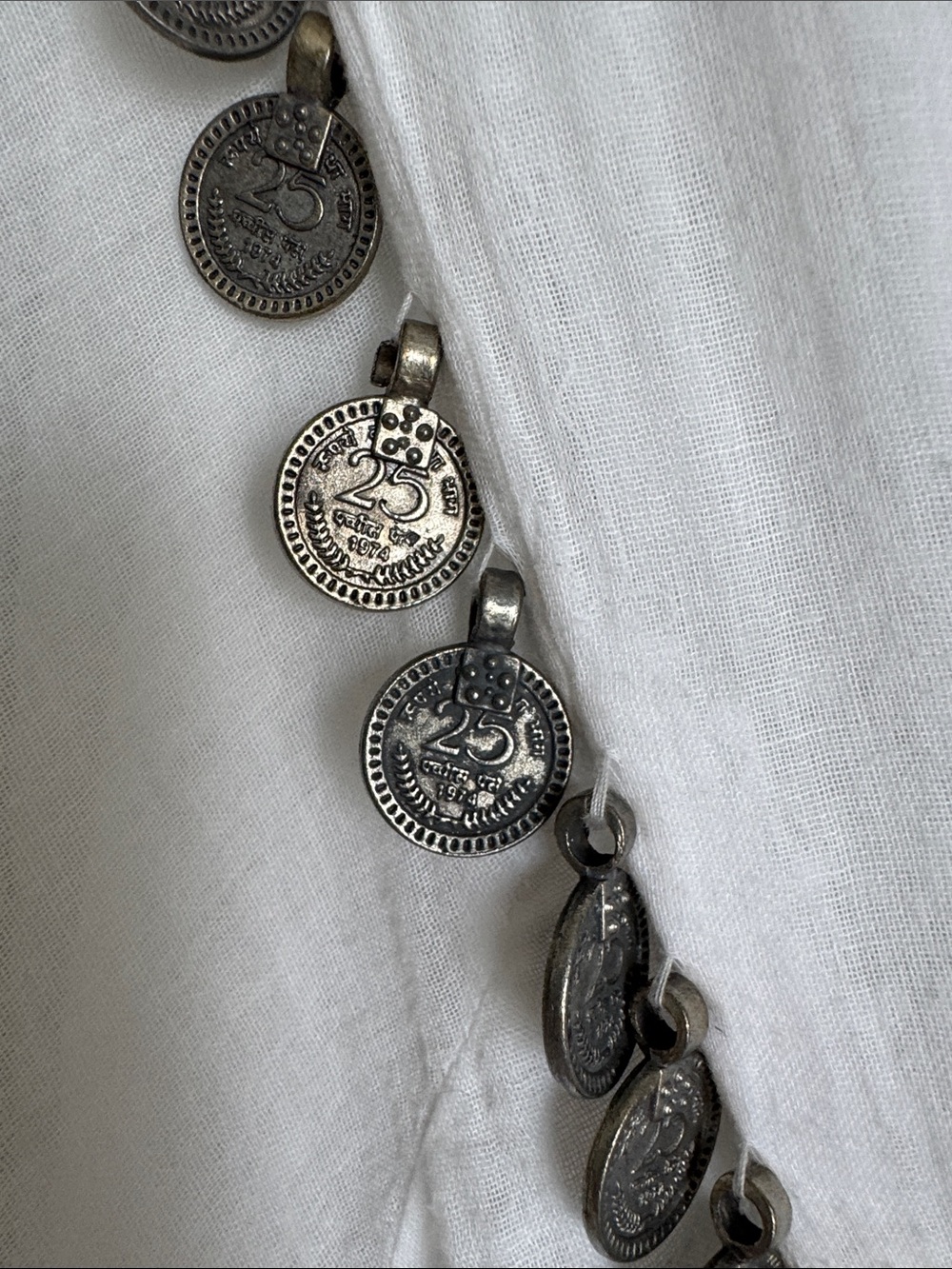 Mes Demoiselles Paris Ania White  Boho Peasant Blouse Coin Embellished Size 38 - Picture 8 of 13